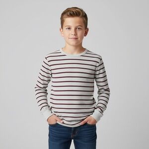 Children’s Place Maroon and Gray Striped Top size 10-12